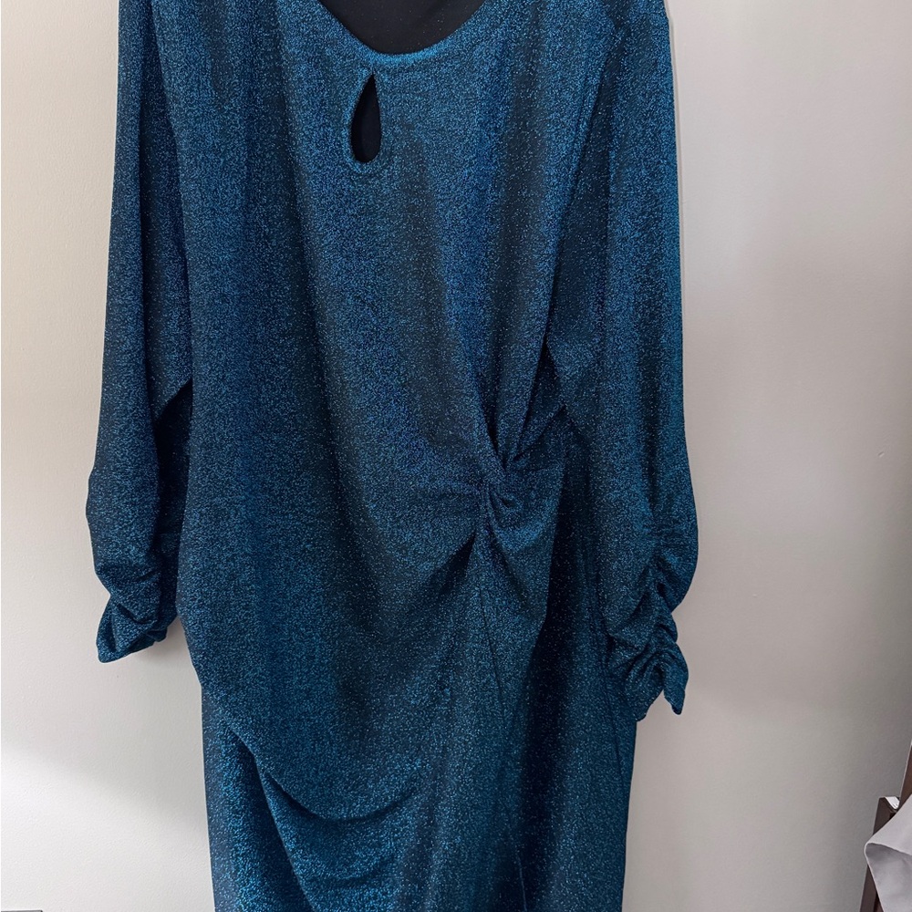 Women’s Shimmer Teal Body-con Dress